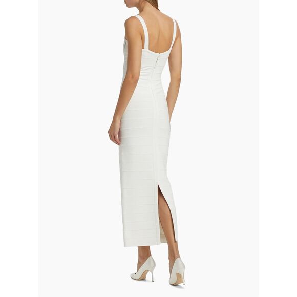 Hervé Léger Muse Sweetheart Body-Con Gown Alabaster Medium $1090 - Picture 4 of 12